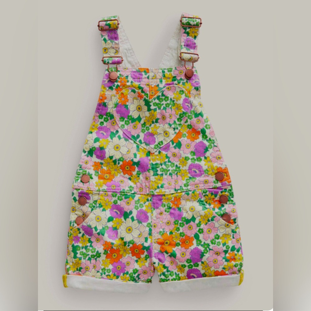 Mini Boden Floral Overall Shorts